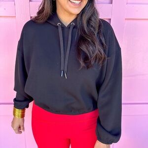 EUC🖤SPANX AirEssentials Cinched Hoodie Small Very Black